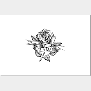 Rose with Ribbon Tattoo Posters and Art